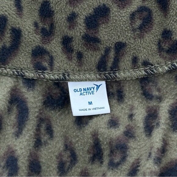 Old Navy Active Leopard Print Full Zip Jacket Green Black Medium - Picture 8 of 8